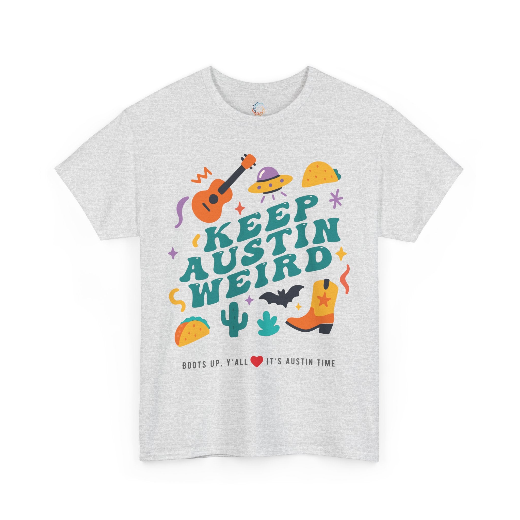Keep Austin Weird Unisex Heavy Cotton Tee, Austin T-Shirt, Fun Graphic Tee, Quirky Casual Wear, Texas Souvenir, Gift for Friends