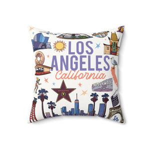 BEVERLY | Los Angeles California Faux Suede Square Pillow - Decorative Throw for Home & Travel