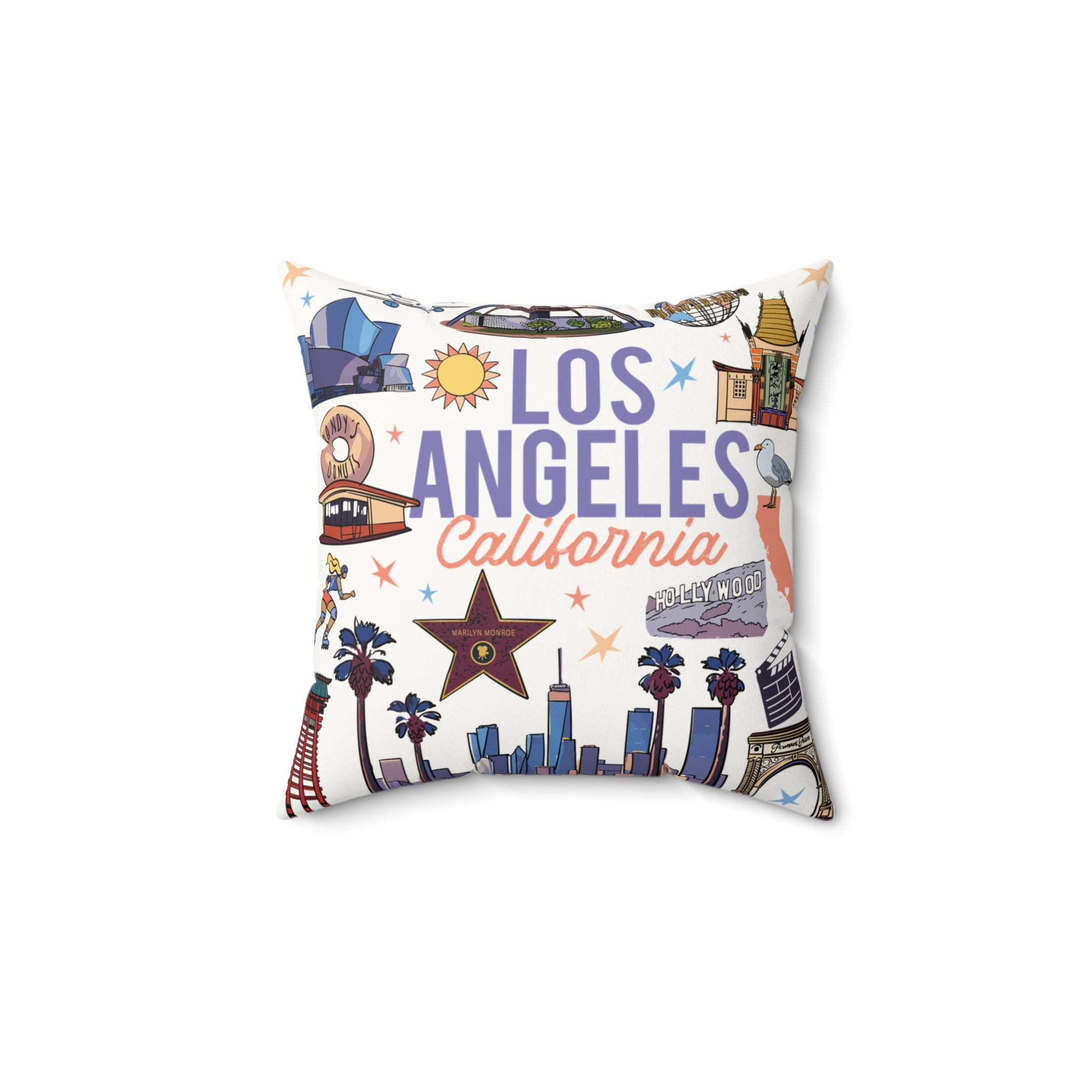 BEVERLY | Los Angeles California Faux Suede Square Pillow - Decorative Throw for Home & Travel