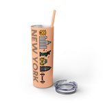 Load image into Gallery viewer, New York Skyline Skinny Tumbler 20oz — Peach Travel Cup with Straw
