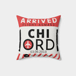 Load image into Gallery viewer, CHICHI | Chicago O&#39;Hare Airport Tag Faux Suede Pillow (Pillowcase)
