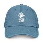 Load image into Gallery viewer, Super Mom Embroidered Denim Hat for Super Moms | Stylish Gift for Mother&#39;s Day &amp; Everyday Wear
