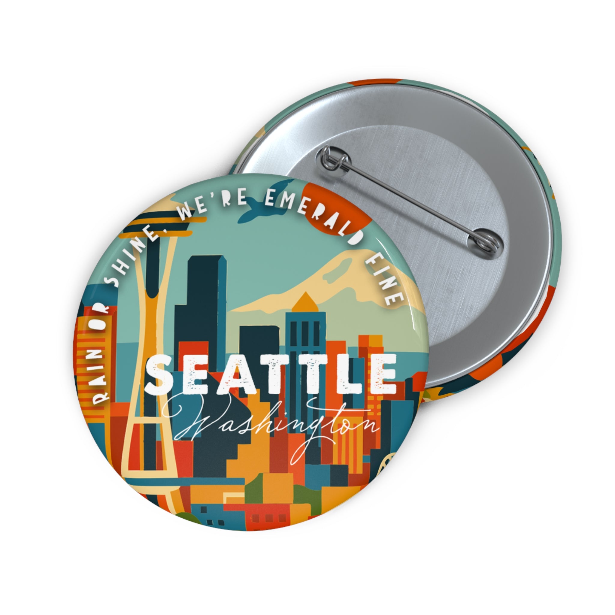 Custom Seattle Pin Buttons, Unique Accessories for Events, Gifts for Travelers, Trendy Badges, Button Pins for Every Occasion