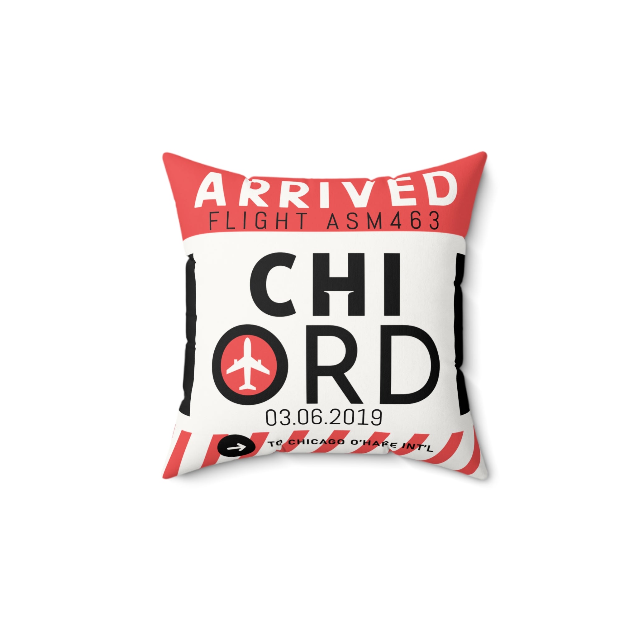 CHICHI | Chicago O'Hare Airport Tag Faux Suede Pillow (Pillowcase)