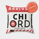 Load image into Gallery viewer, CHICHI | Chicago O&#39;Hare Airport Tag Faux Suede Pillow (Pillowcase)
