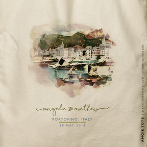 ANGIE | Portofino, Italy Watercolor Canvas Tote