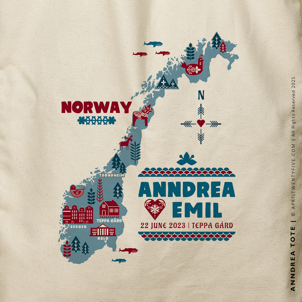 ANNDREA | Norway Illustrated Map Tote