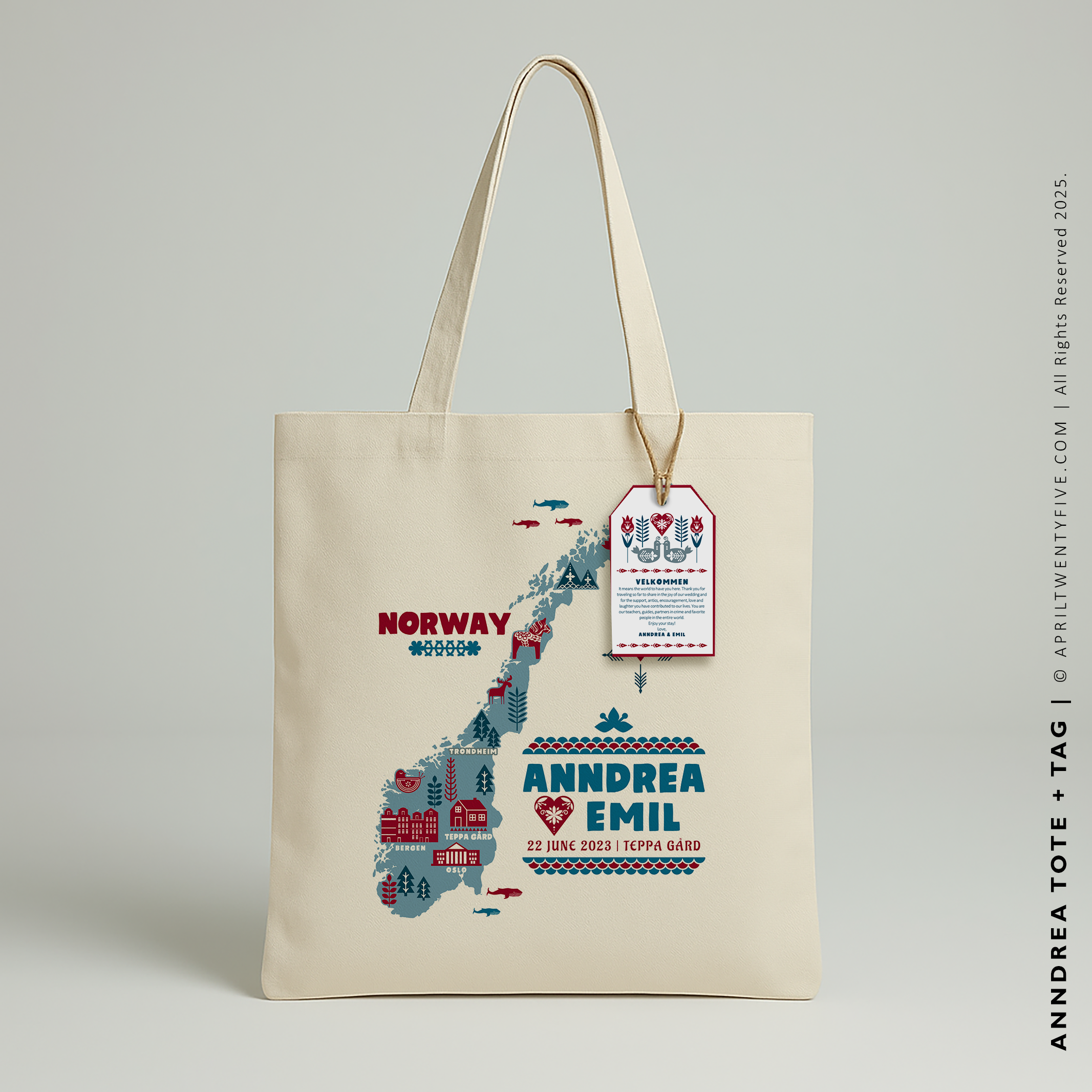 ANNDREA | Norway Illustrated Map Tote