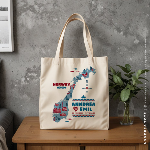 ANNDREA | Norway Illustrated Map Tote