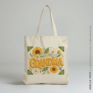 Grandma Adelle | Personalized Floral Canvas Tote