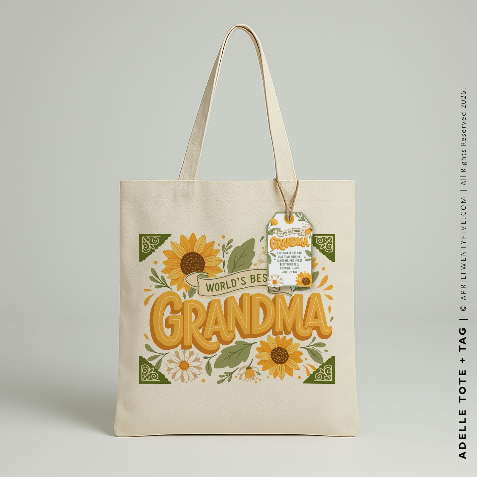 Grandma Adelle | Personalized Floral Canvas Tote