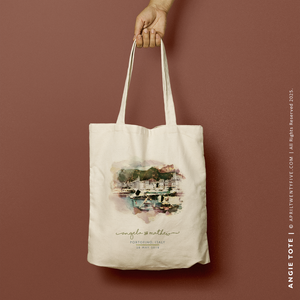 ANGIE | Portofino, Italy Watercolor Canvas Tote