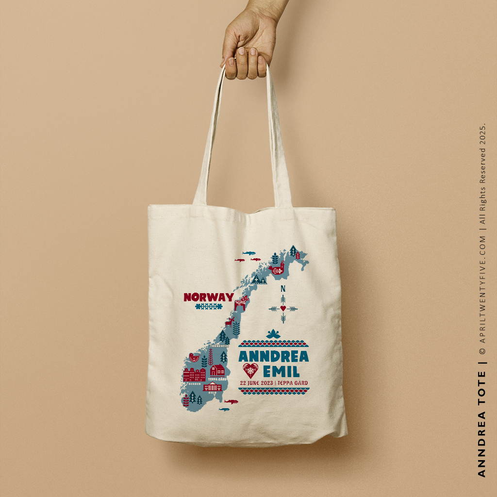 ANNDREA | Norway Illustrated Map Tote