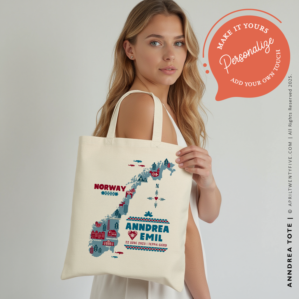 ANNDREA | Norway Illustrated Map Tote