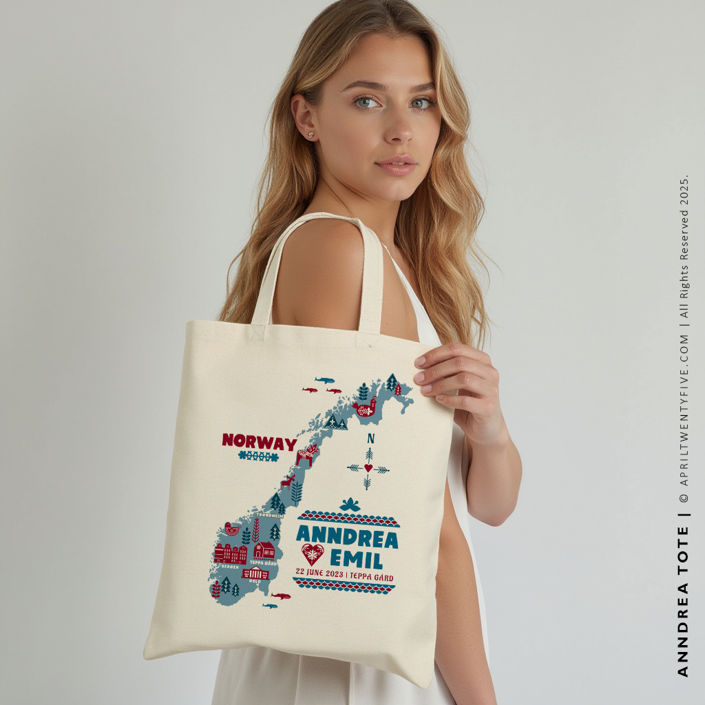 ANNDREA | Norway Illustrated Map Tote
