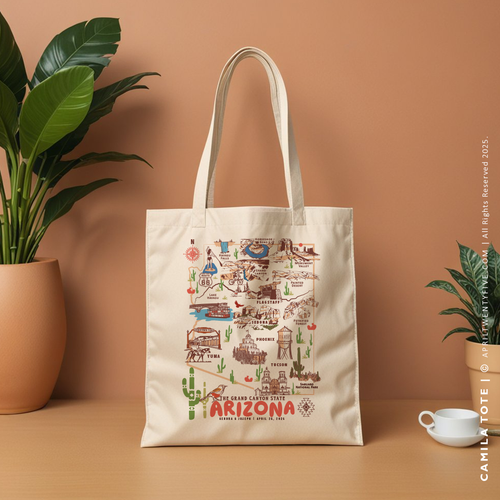 CAMILA | Arizona Canvas Map Tote