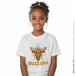 Load image into Gallery viewer, Kids’ “Buzz Off I’m Studying” White Bee T-Shirt
