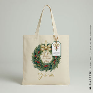 BRIELLE | Personalized Holiday Wreath Tote