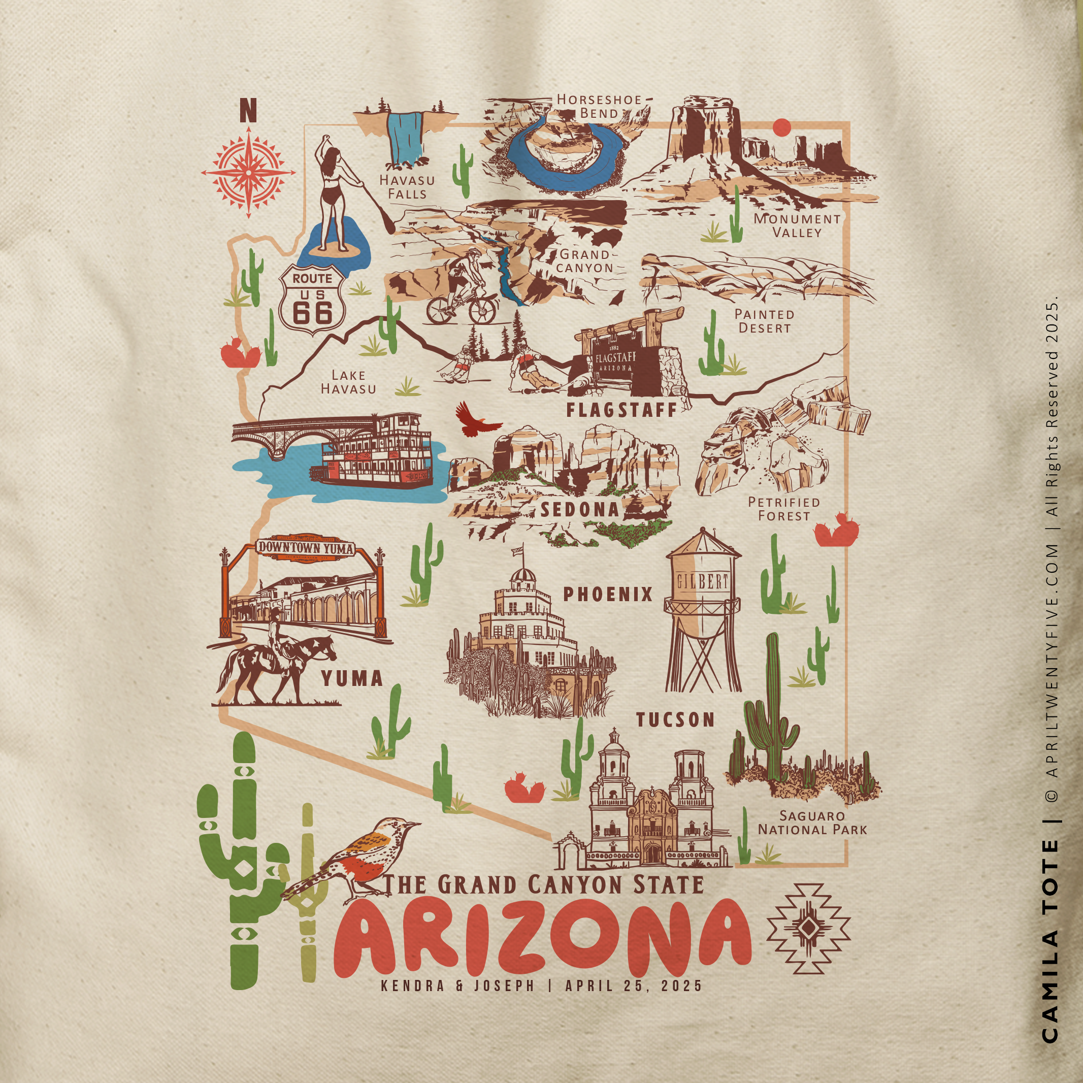 CAMILA | Arizona Canvas Map Tote
