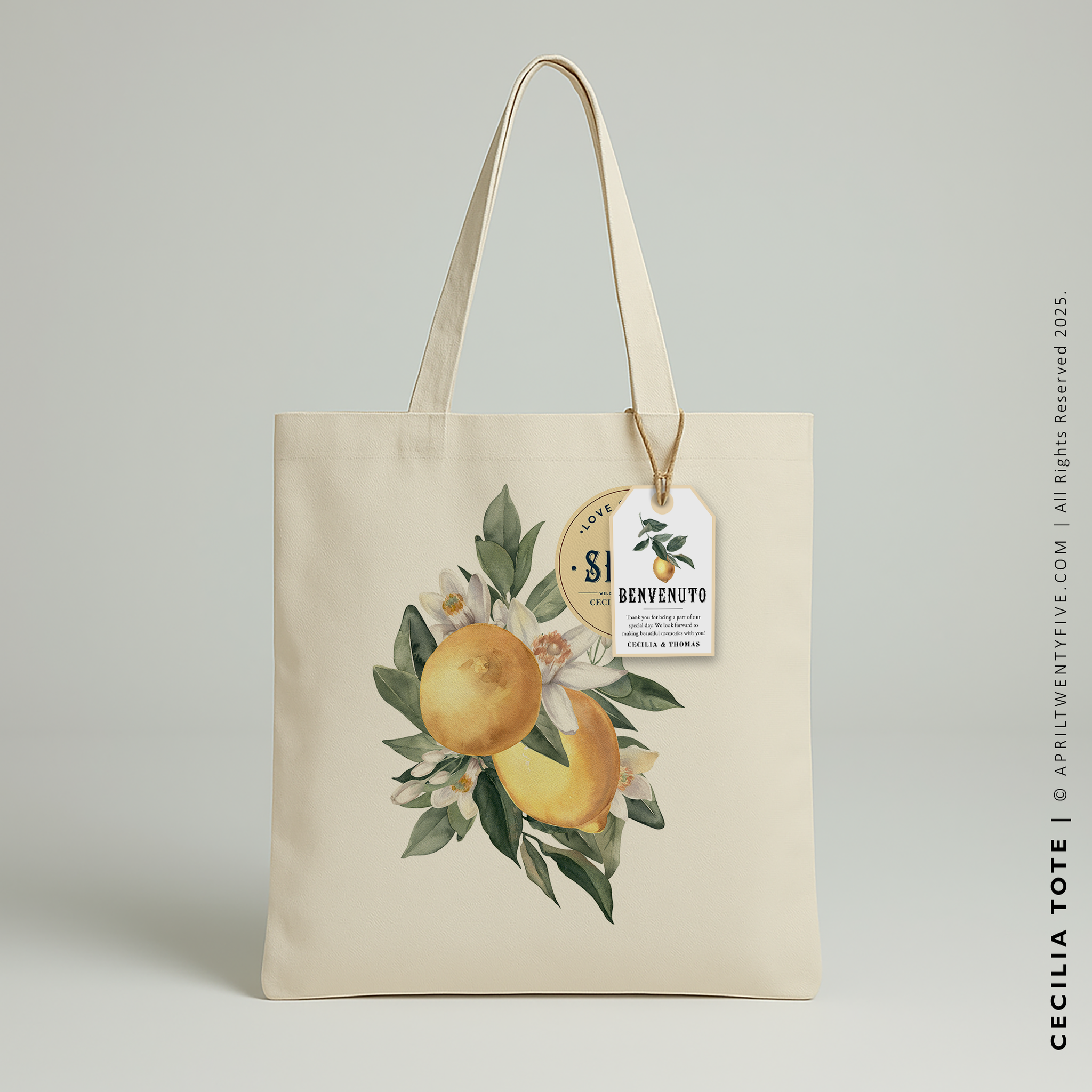 CECILIA | Lemon Canvas Tote - April Twenty Five