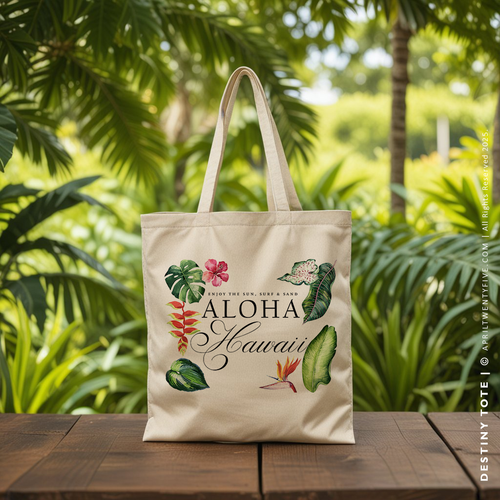 DESTINY | Floral Hawaiian Canvas Tote