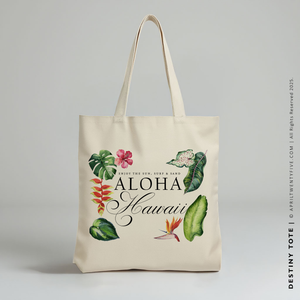 DESTINY | Floral Hawaiian Canvas Tote