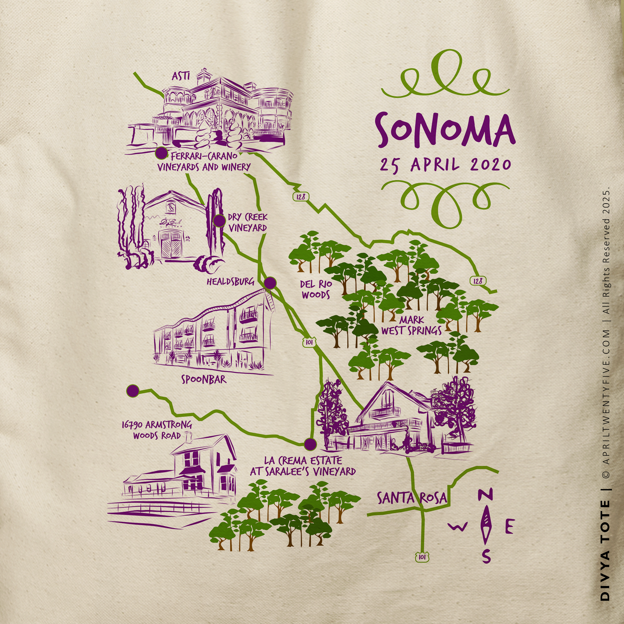 DIVYA | Sonoma, California Map Tote