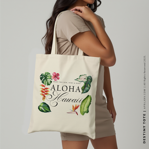 DESTINY | Floral Hawaiian Canvas Tote