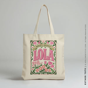 Lola Esther | Personalized Floral Canvas Tote