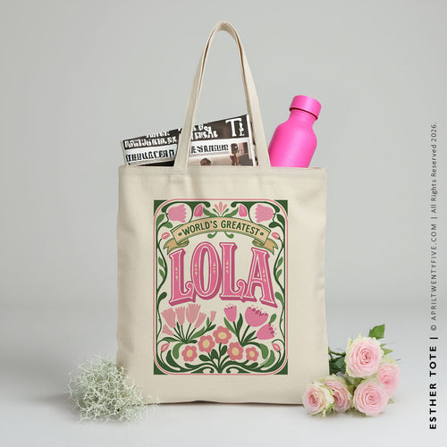 Lola Esther | Personalized Floral Canvas Tote