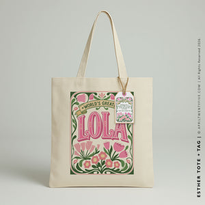 Lola Esther | Personalized Floral Canvas Tote