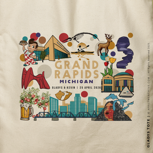 GLADYS | Grand Rapids Michigan Souvenir Canvas Tote Bag