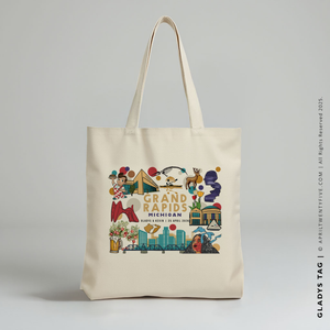 GLADYS | Grand Rapids Michigan Souvenir Canvas Tote Bag
