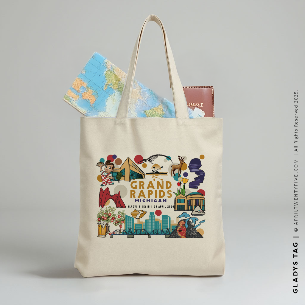GLADYS | Grand Rapids Michigan Souvenir Canvas Tote Bag