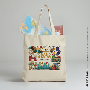 GLADYS | Grand Rapids Michigan Souvenir Canvas Tote Bag
