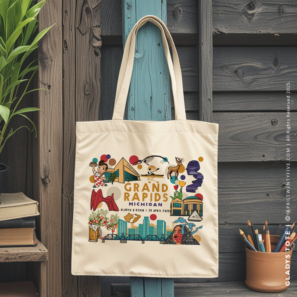 GLADYS | Grand Rapids Michigan Souvenir Canvas Tote Bag