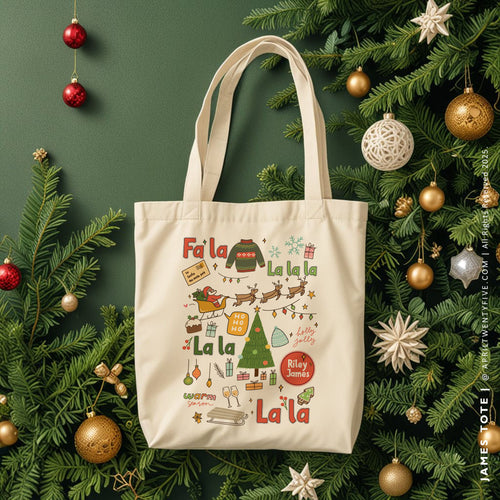 JAMES | Christmas Fa La La La La Canvas Tote