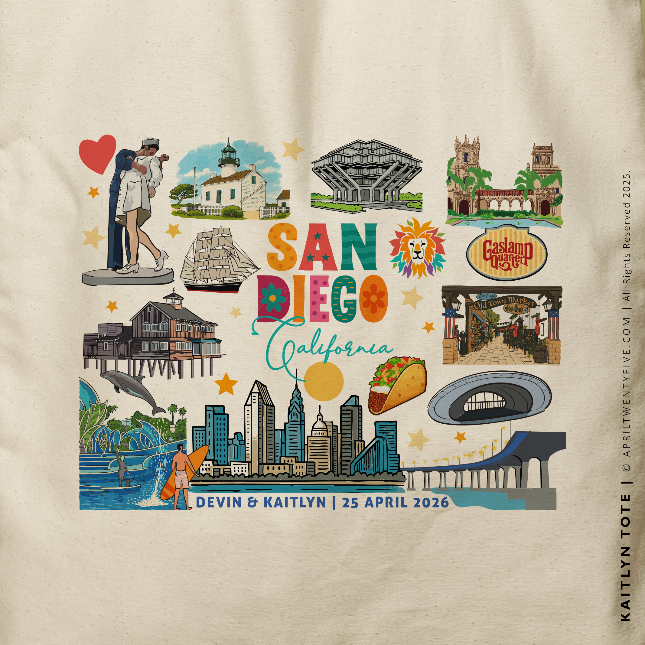 KAITLYN | San Diego California Souvenir Tote (Personalized)