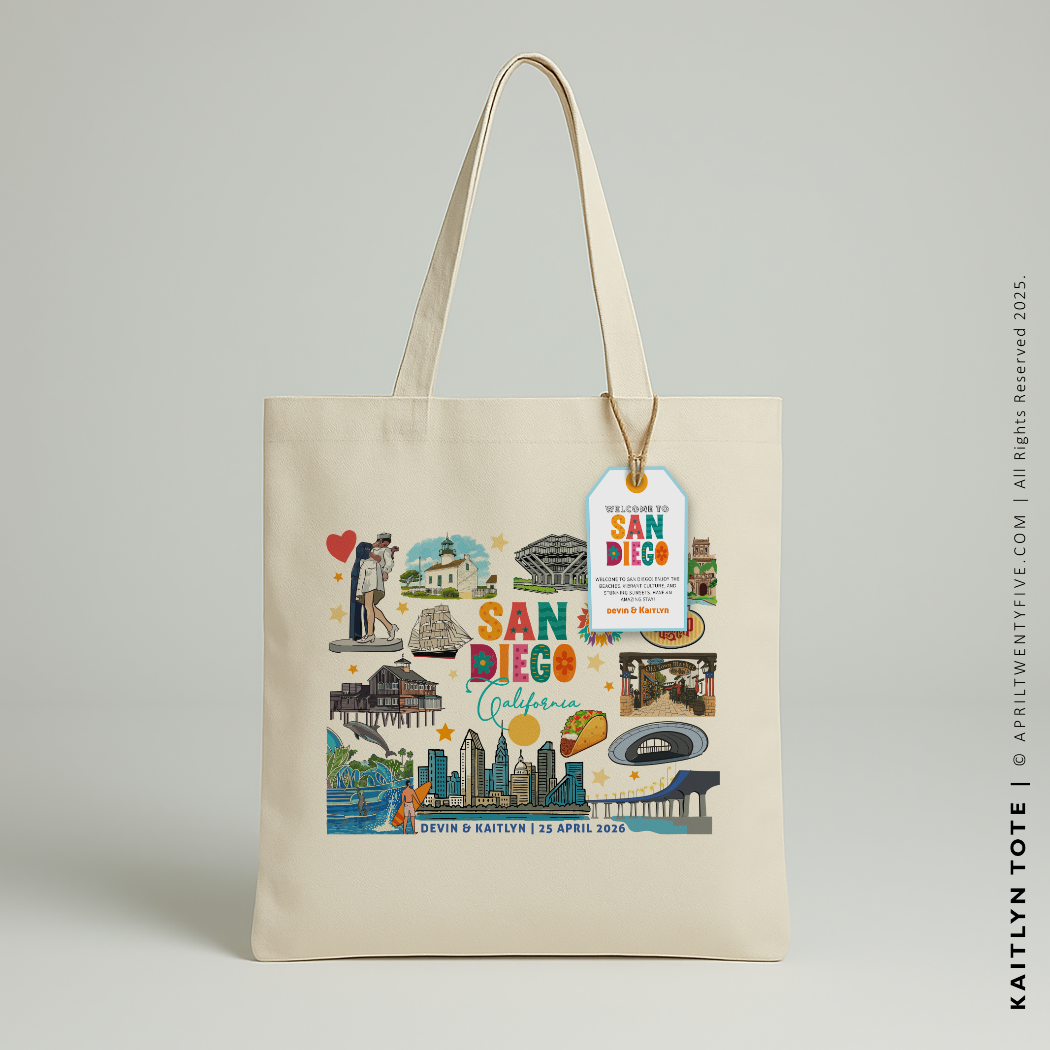 KAITLYN | San Diego California Souvenir Tote (Personalized)