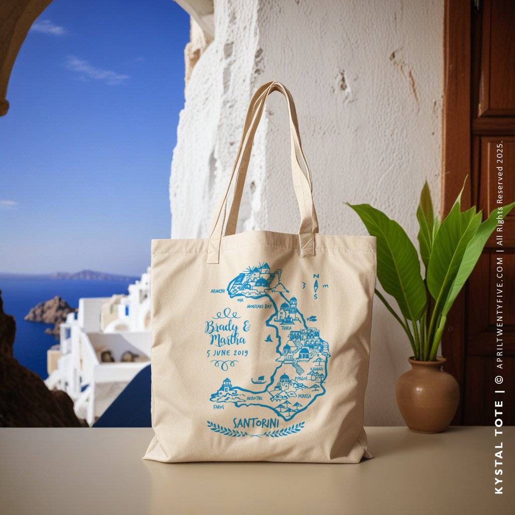 KRYSTAL | Santorini, Greece Tote Map Tote