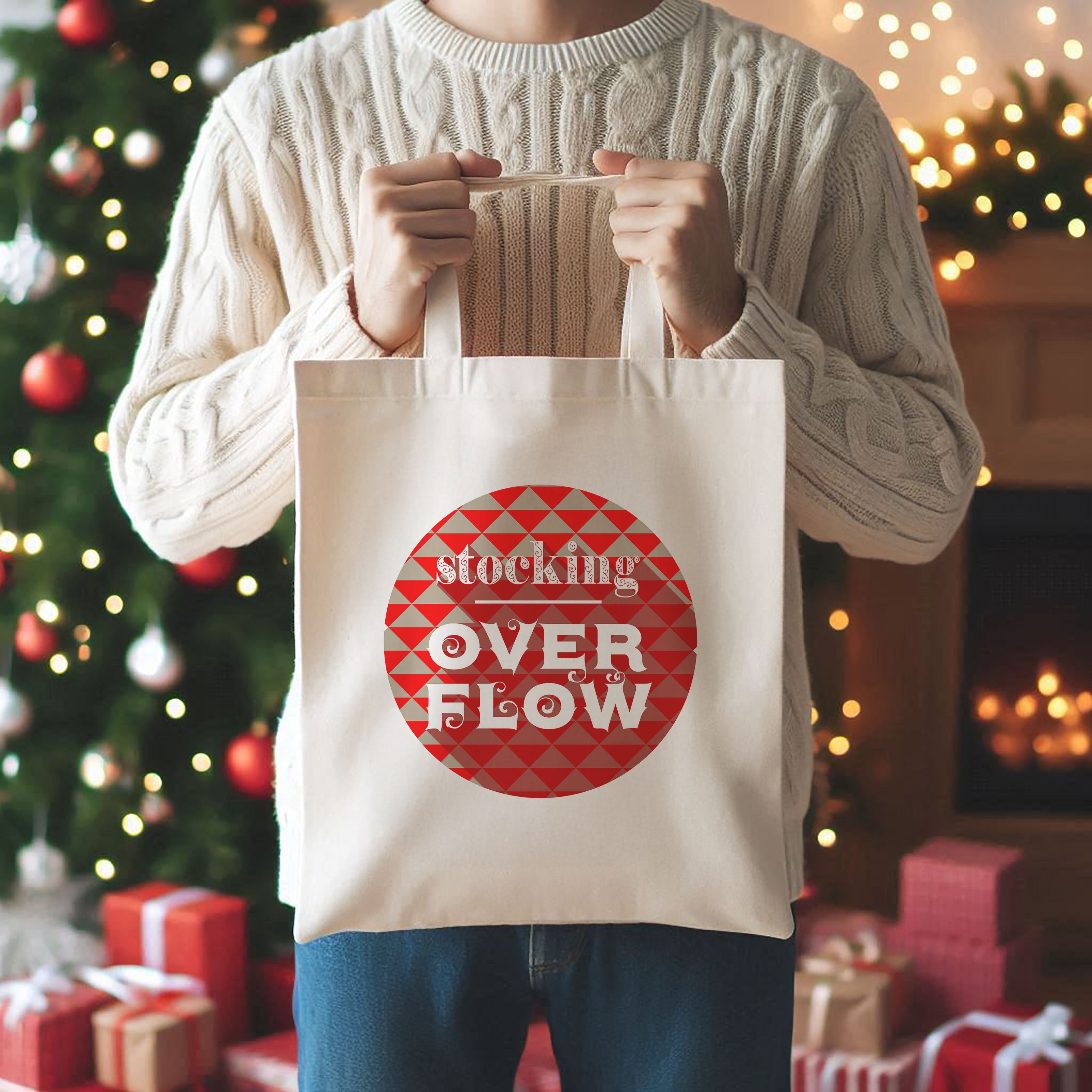 EMMA | Christmas Stocking Overflow Canvas Tote