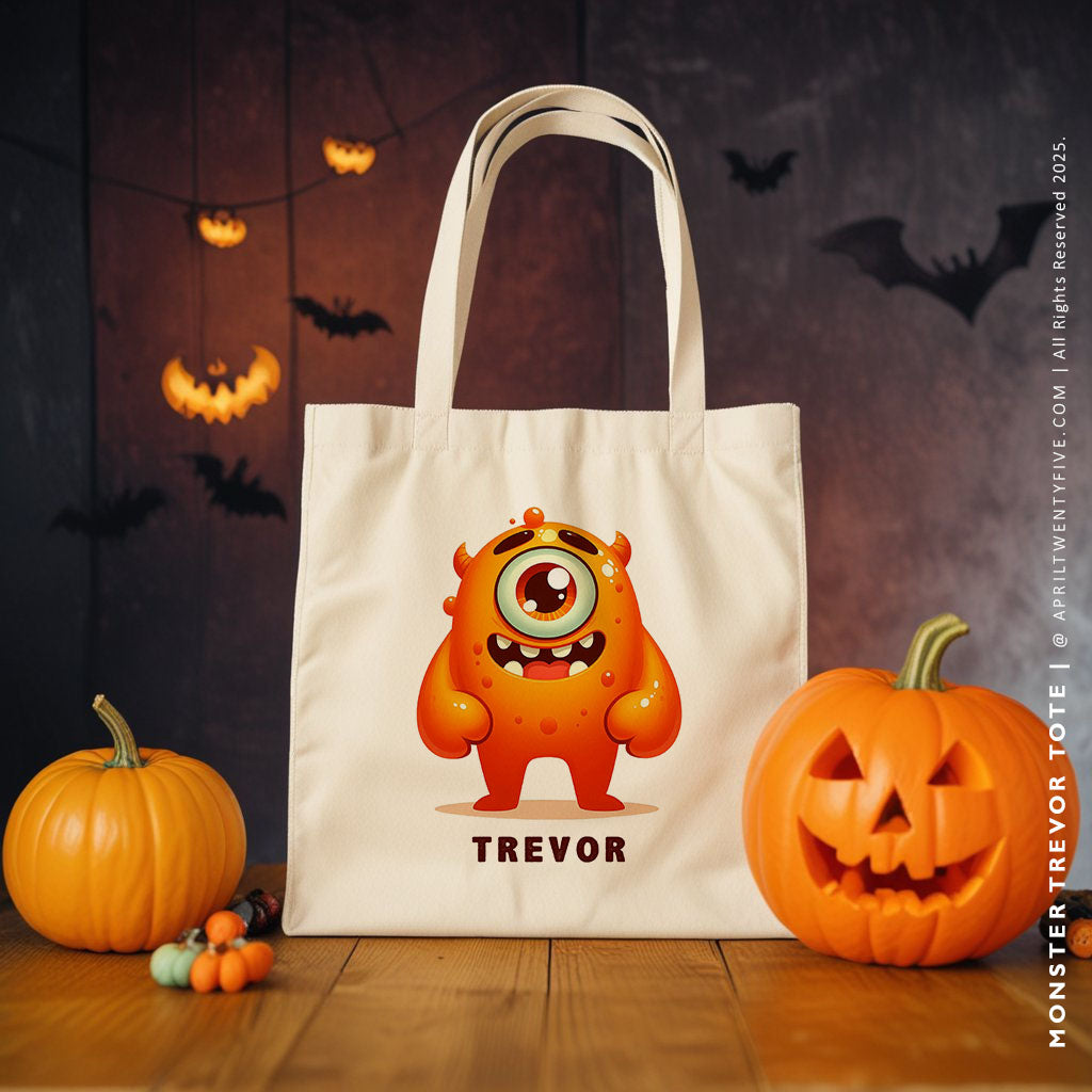 MONSTER TREVOR | Halloween Canvas Tote