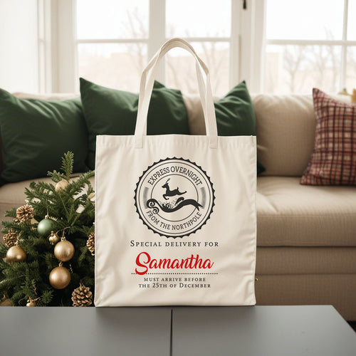 NORTHPOLE EXPRESS | Christmas Santa Express North Pole Canvas Tote
