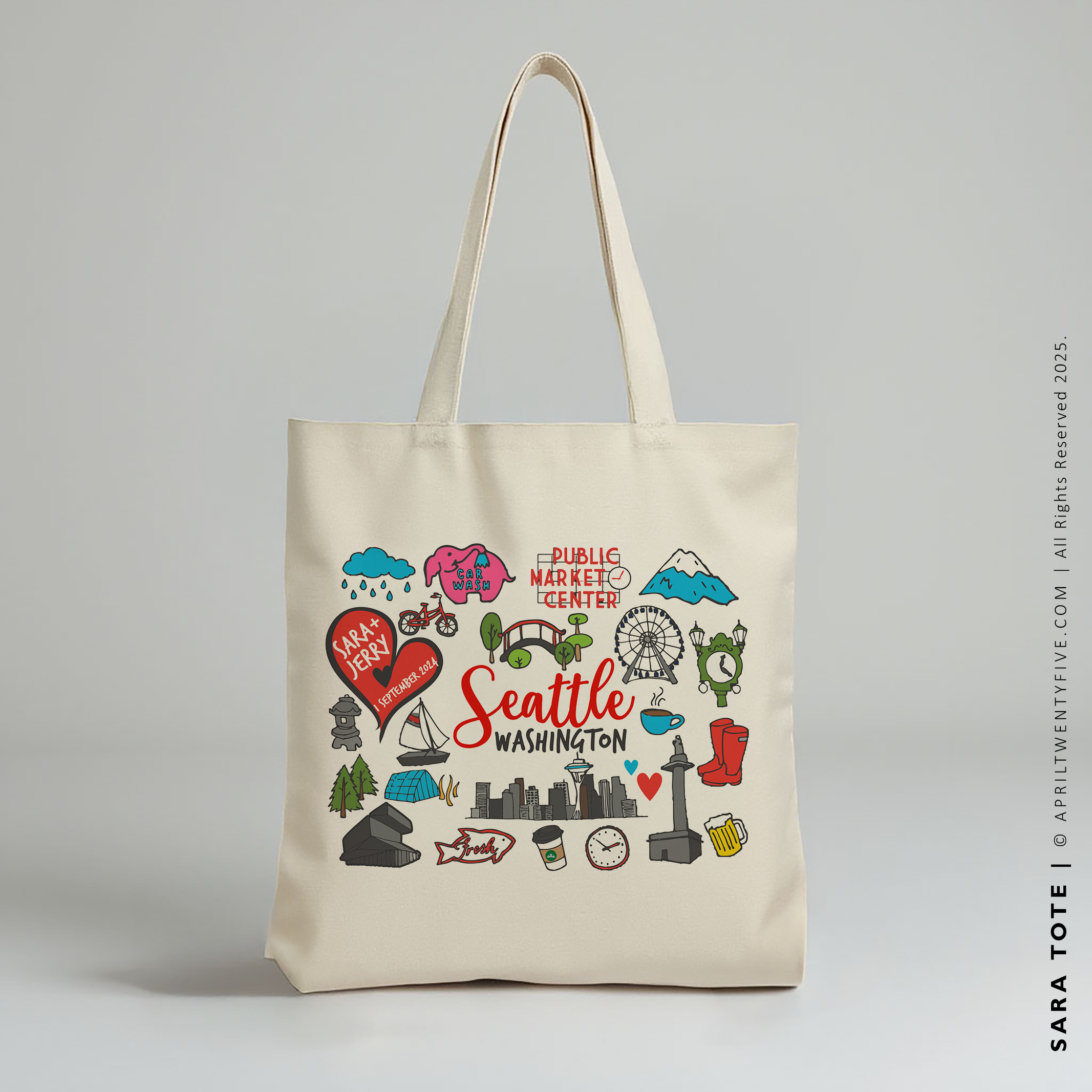 SARA | Seattle, Washington Travel Icons Tote