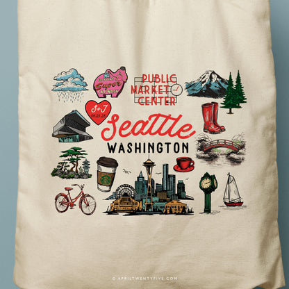 SEANNA | Seattle, Washington Travel Icons Tote