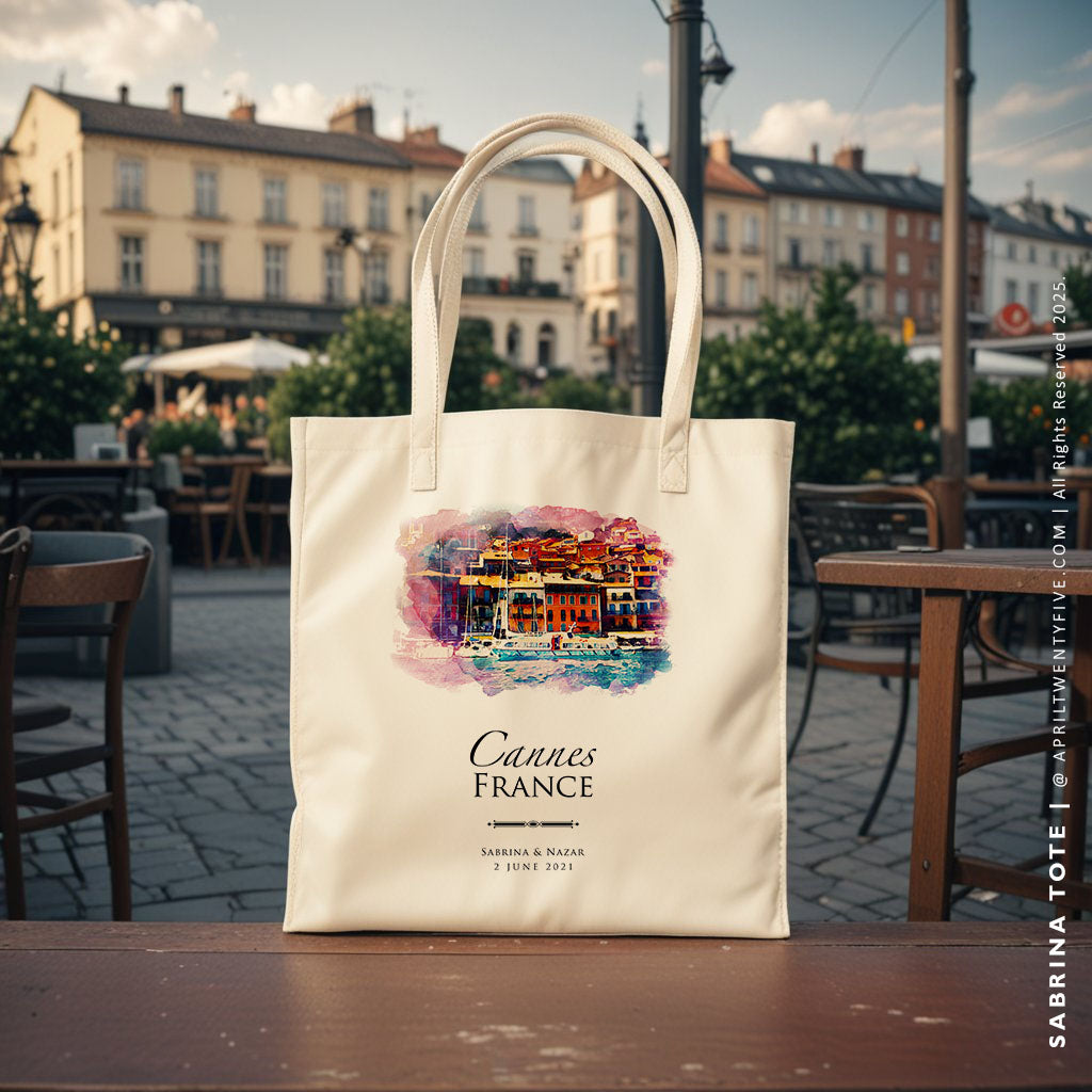 SABRINA | Cannes, France Watercolor Tote