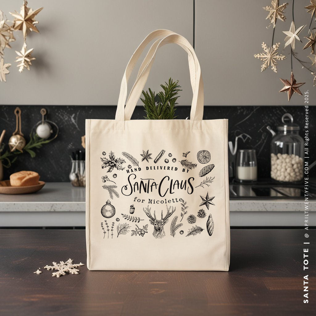 SANTA | Christmas Canvas Tote