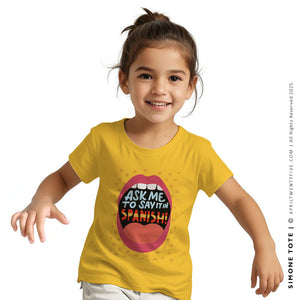 Kids’ “Ask Me to Say It in Spanish!” Sunshine Yellow Tee
