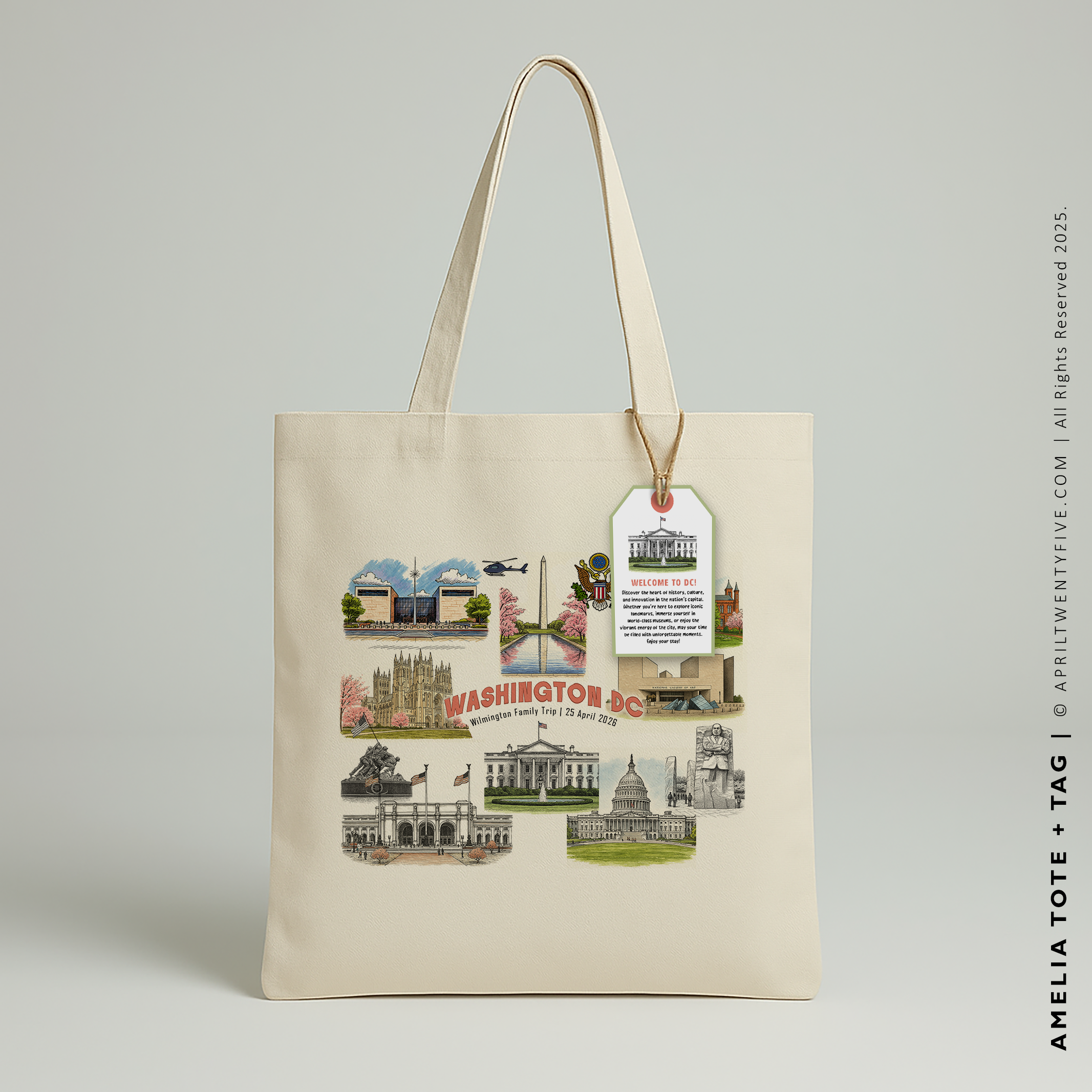 AMELIA | Washington DC Tote Souvenir Canvas Tote Bag