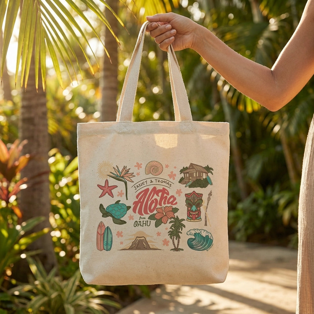 Janey | Oahu Hawaii Canvas Tote